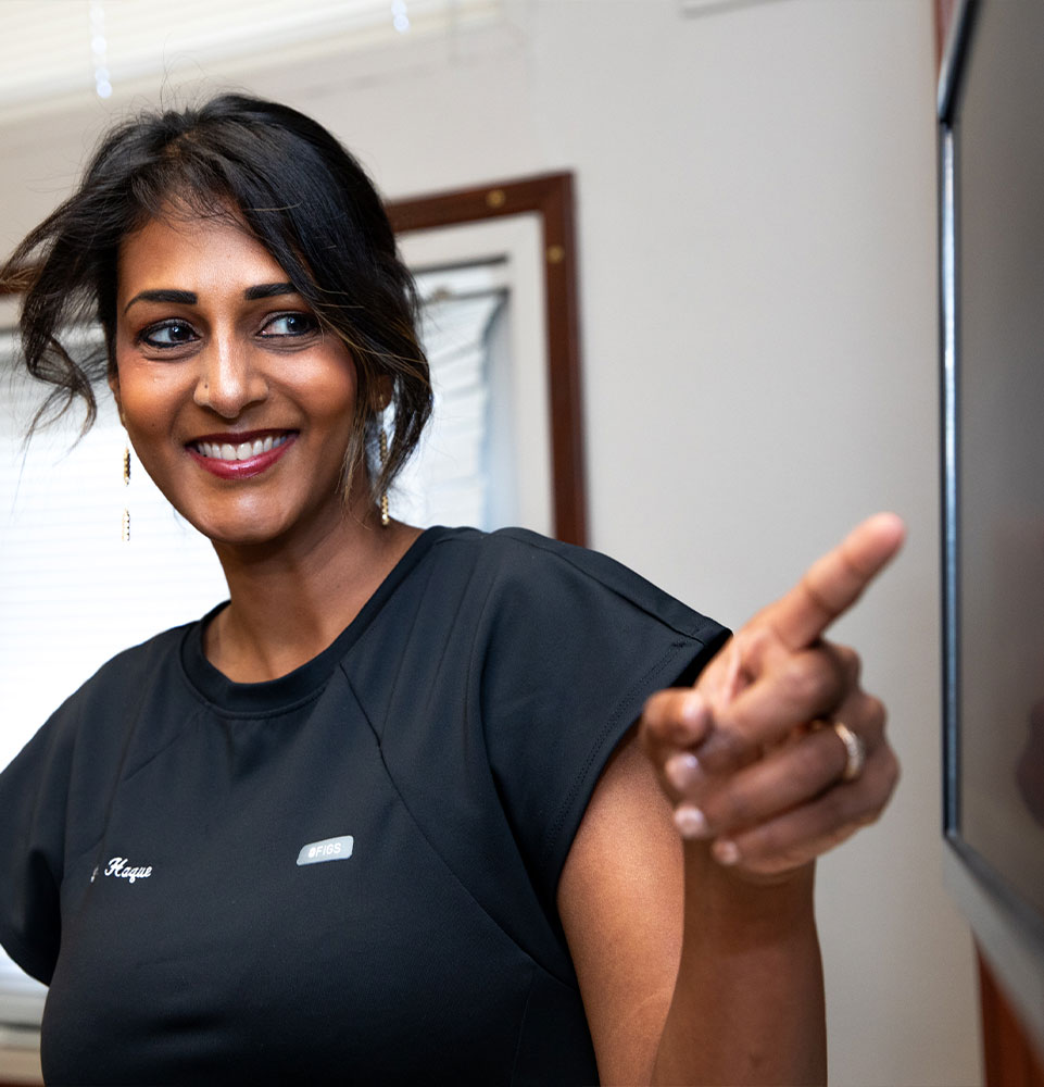 Doctor going over x-ray with Patient