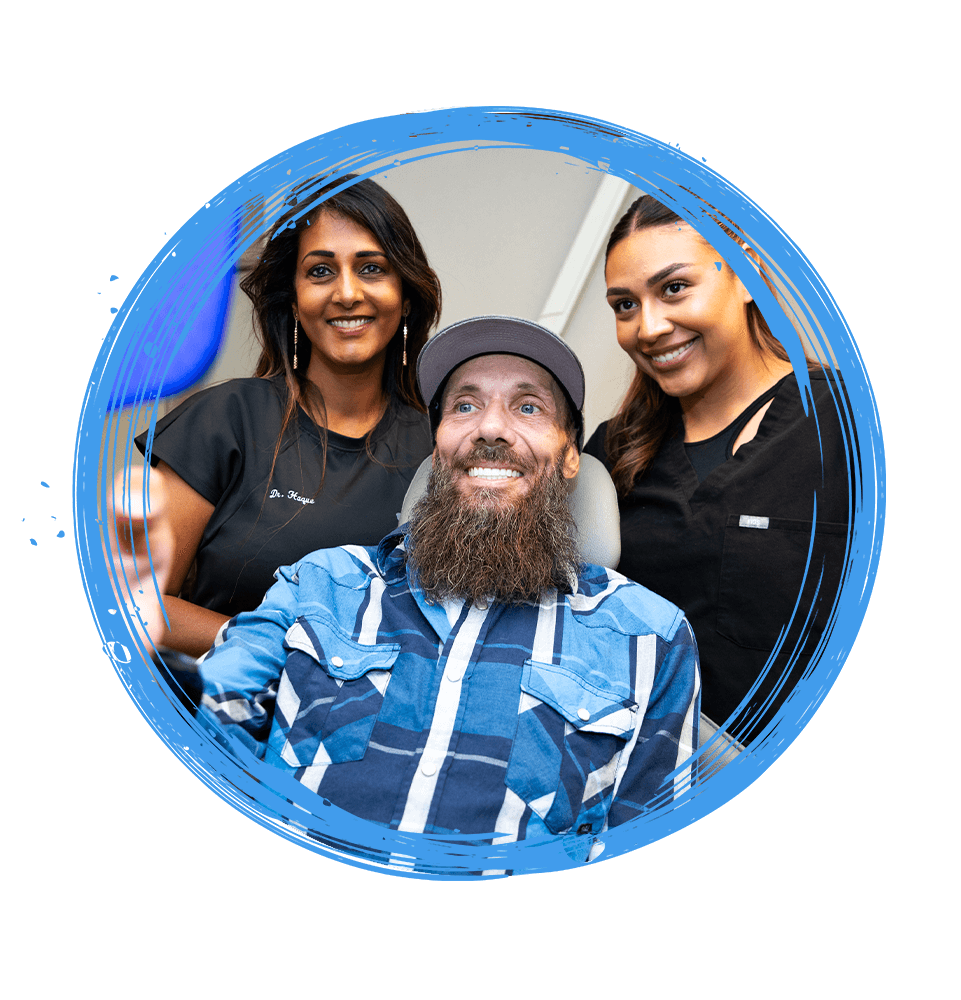 Patient looking into mirror with Doctor